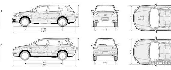 Mitsubishi Airtrek (Мицубиси Эиртрек) - чертежи (рисунки) автомобиля
